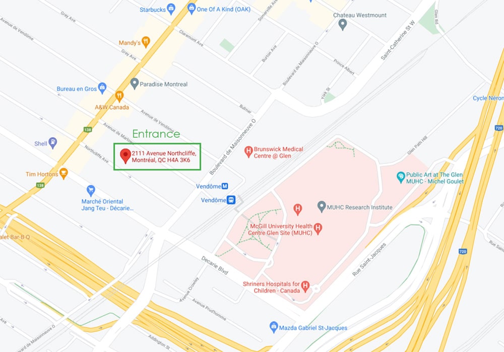 Maps image of the DOvEEgene location on McGill University Health Center